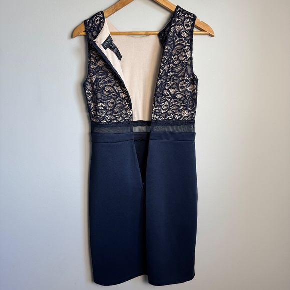 Enfocus Studio Women's Sleeveless Dress Blue 6 Knee Length Lace Bodice Formal - Picture 6 of 14